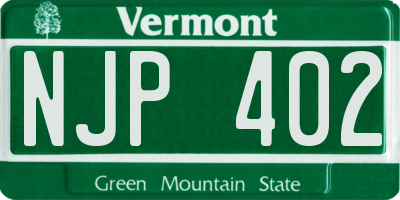 VT license plate NJP402