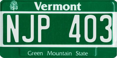 VT license plate NJP403