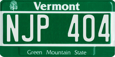 VT license plate NJP404