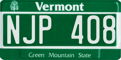 VT license plate NJP408