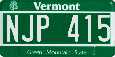 VT license plate NJP415