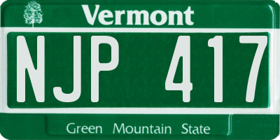 VT license plate NJP417