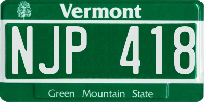 VT license plate NJP418