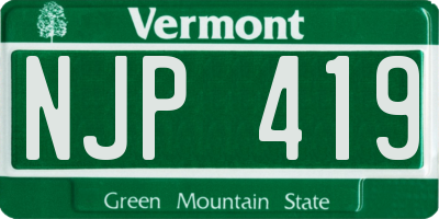 VT license plate NJP419
