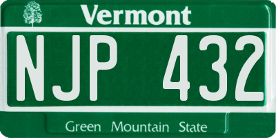VT license plate NJP432