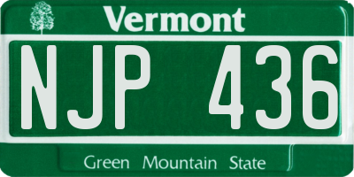 VT license plate NJP436