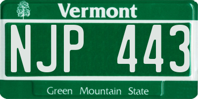 VT license plate NJP443