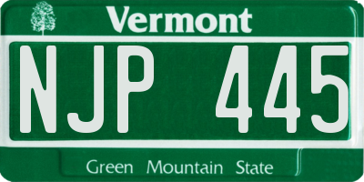 VT license plate NJP445