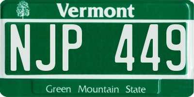 VT license plate NJP449
