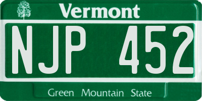 VT license plate NJP452