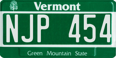 VT license plate NJP454