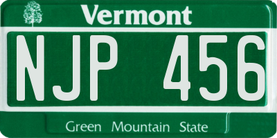 VT license plate NJP456