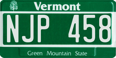 VT license plate NJP458