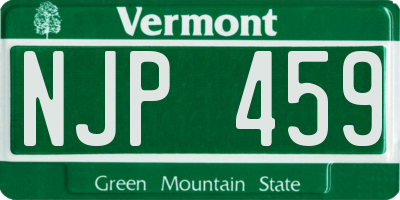 VT license plate NJP459