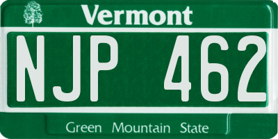 VT license plate NJP462