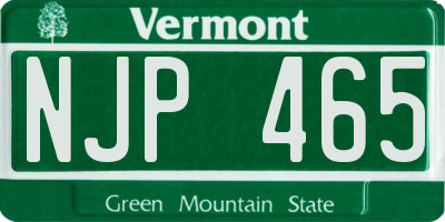 VT license plate NJP465