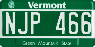 VT license plate NJP466