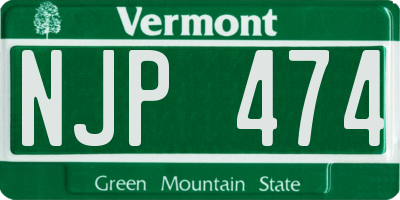VT license plate NJP474