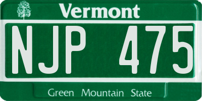 VT license plate NJP475