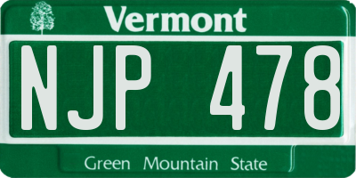 VT license plate NJP478