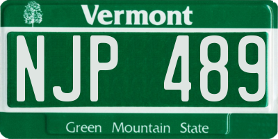 VT license plate NJP489