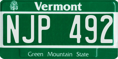 VT license plate NJP492