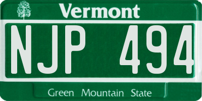 VT license plate NJP494