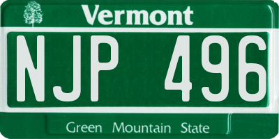 VT license plate NJP496