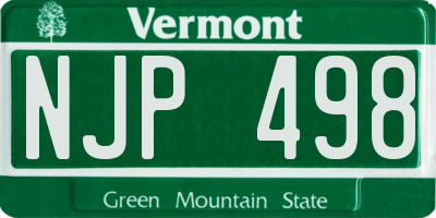 VT license plate NJP498