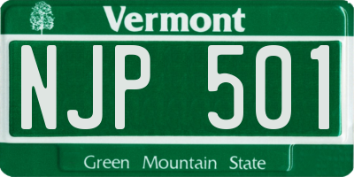 VT license plate NJP501