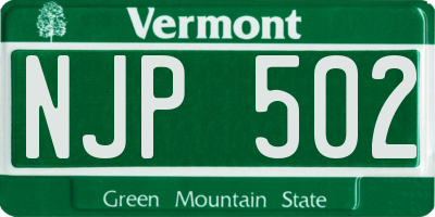 VT license plate NJP502