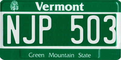 VT license plate NJP503