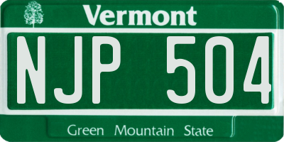 VT license plate NJP504