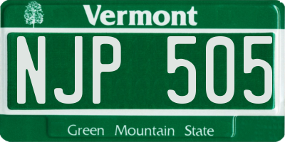 VT license plate NJP505
