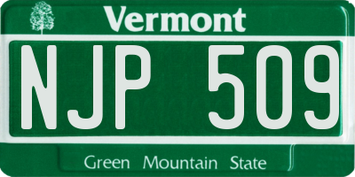VT license plate NJP509