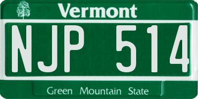 VT license plate NJP514