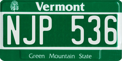 VT license plate NJP536