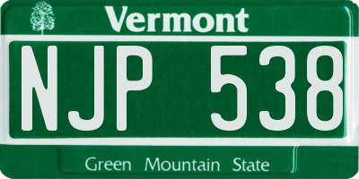 VT license plate NJP538