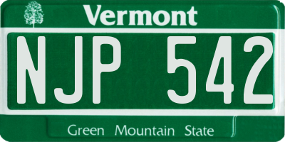 VT license plate NJP542