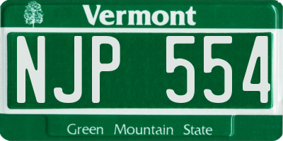 VT license plate NJP554