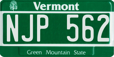 VT license plate NJP562