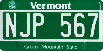 VT license plate NJP567