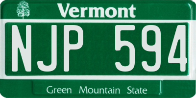 VT license plate NJP594