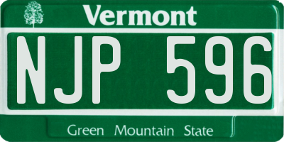 VT license plate NJP596