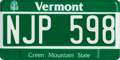 VT license plate NJP598