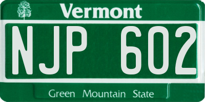 VT license plate NJP602