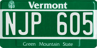 VT license plate NJP605