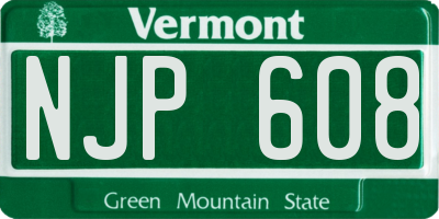 VT license plate NJP608