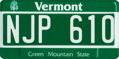 VT license plate NJP610