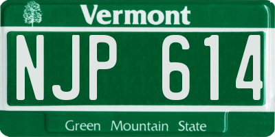VT license plate NJP614